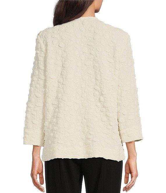 Ali Miles Textured Knit Crew Neckline 3/4 Sleeve Jacket Product Image
