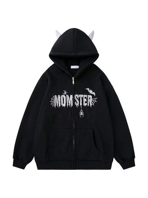Street Spider Embroidered Devil Styling Oversized Hoodie Product Image