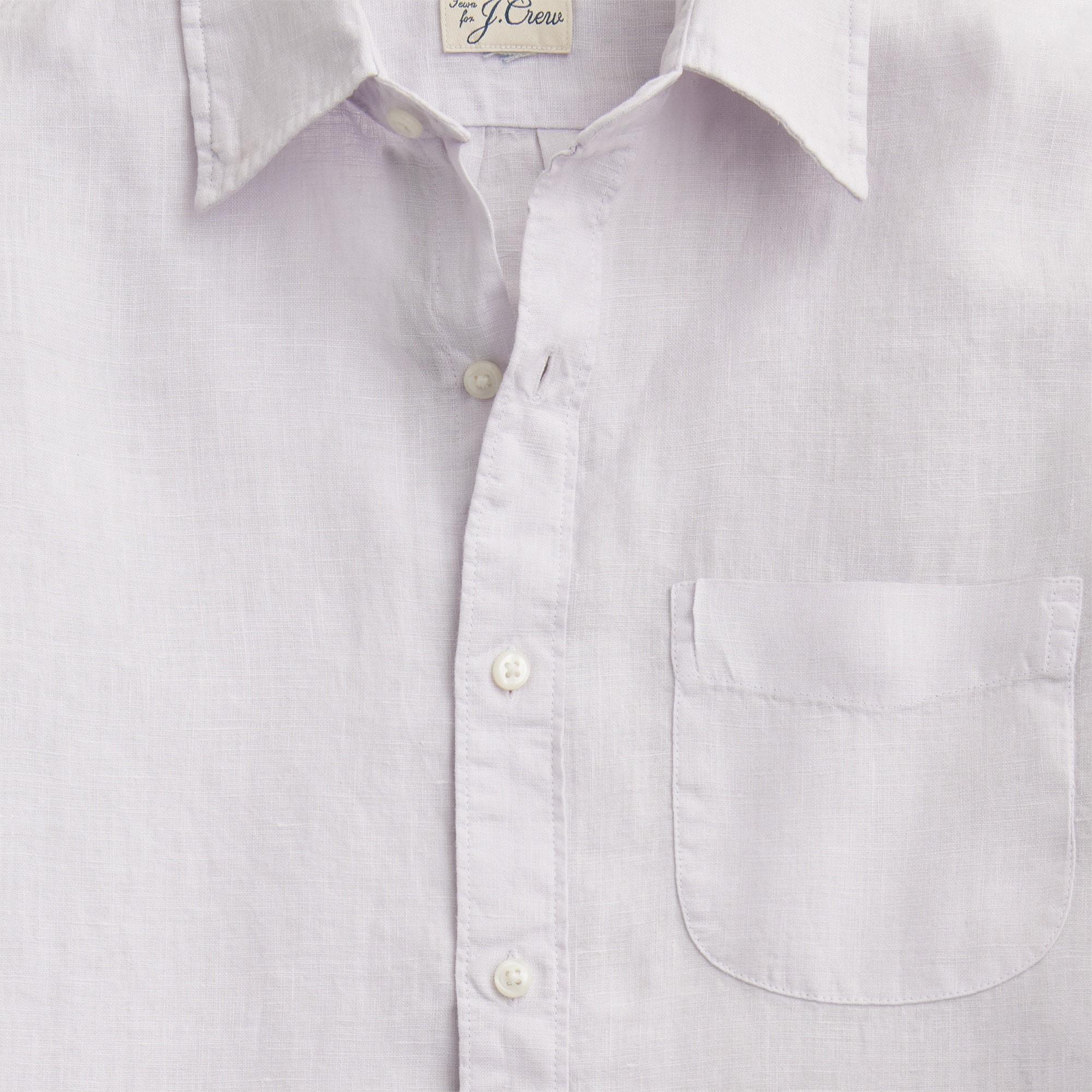 Short-sleeve washed linen shirt Product Image