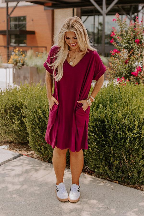Back To Basics T-Shirt Dress In Wine Curves Product Image