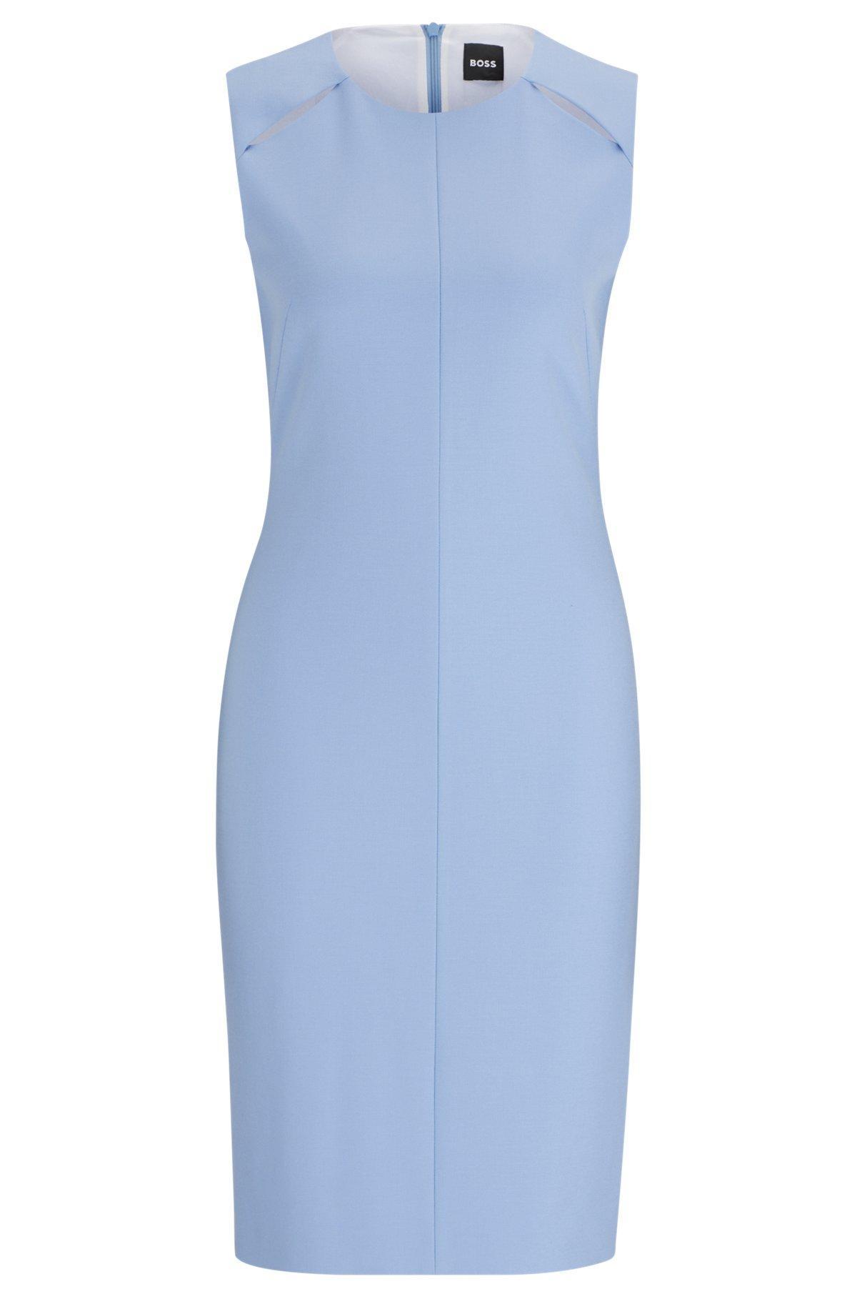 BOSS - Sleeveless dress with cut-out details - Blue Product Image