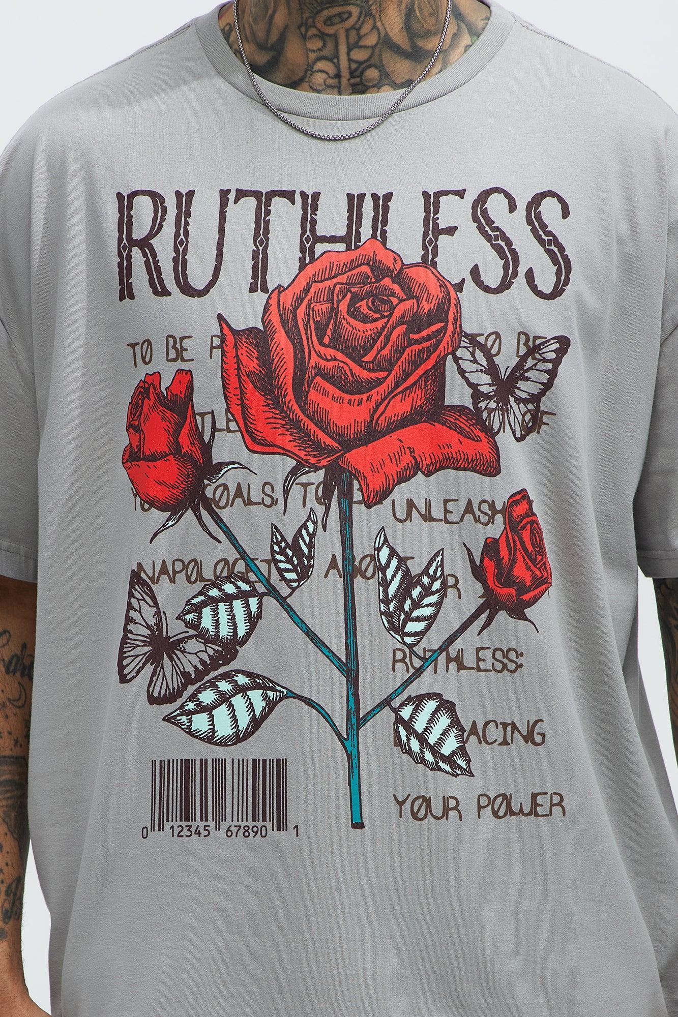Ruthless Powers Oversized Short Sleeve Tee - Grey Product Image