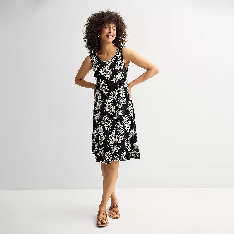 Women's Croft & Barrow® Sleeveless Tank Swing Dress, Size: XXL, Black Fun Palm Product Image