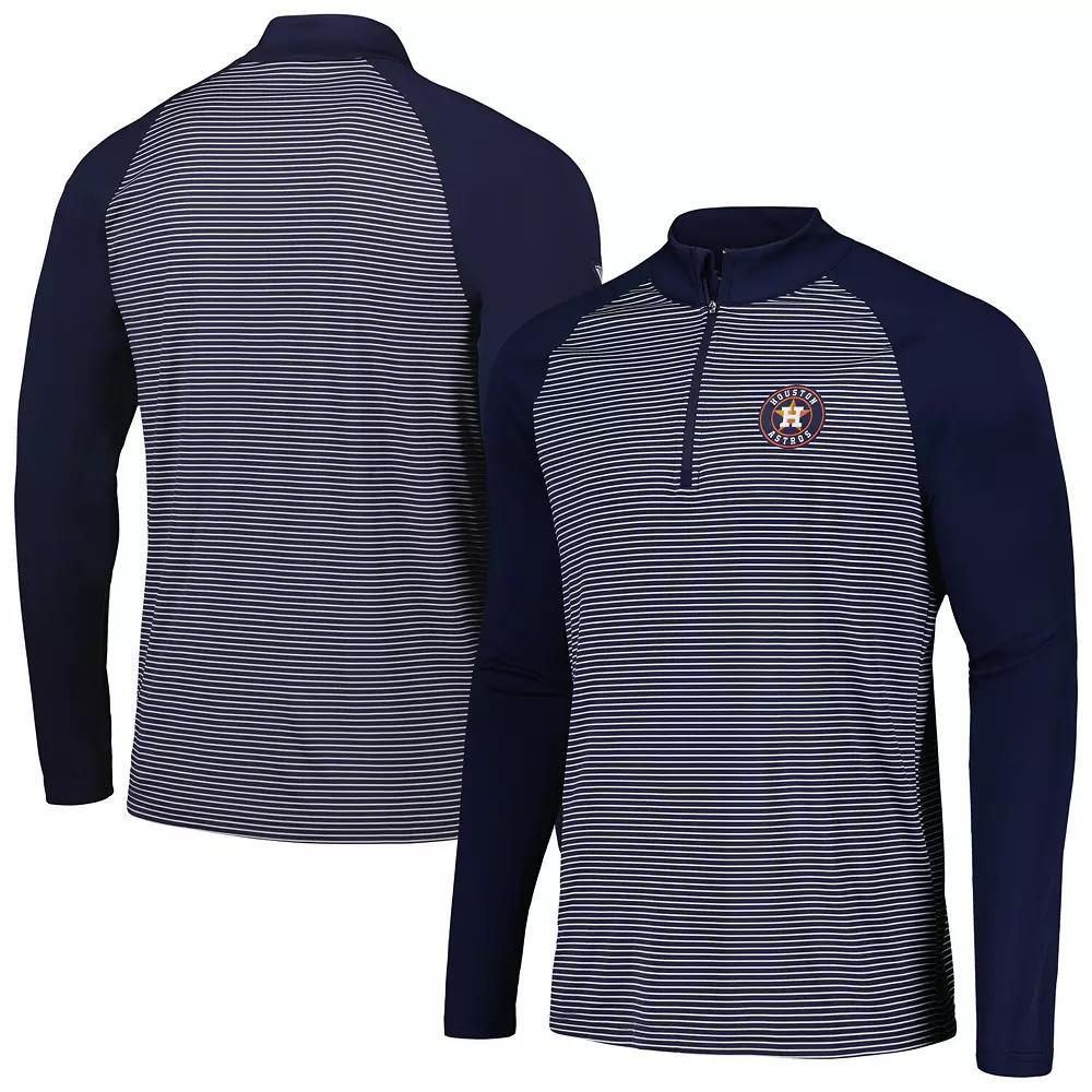 Men's Levelwear Navy Houston Astros Charter Striped Raglan Quarter-Zip Top, Size: 2XL, Blue Product Image