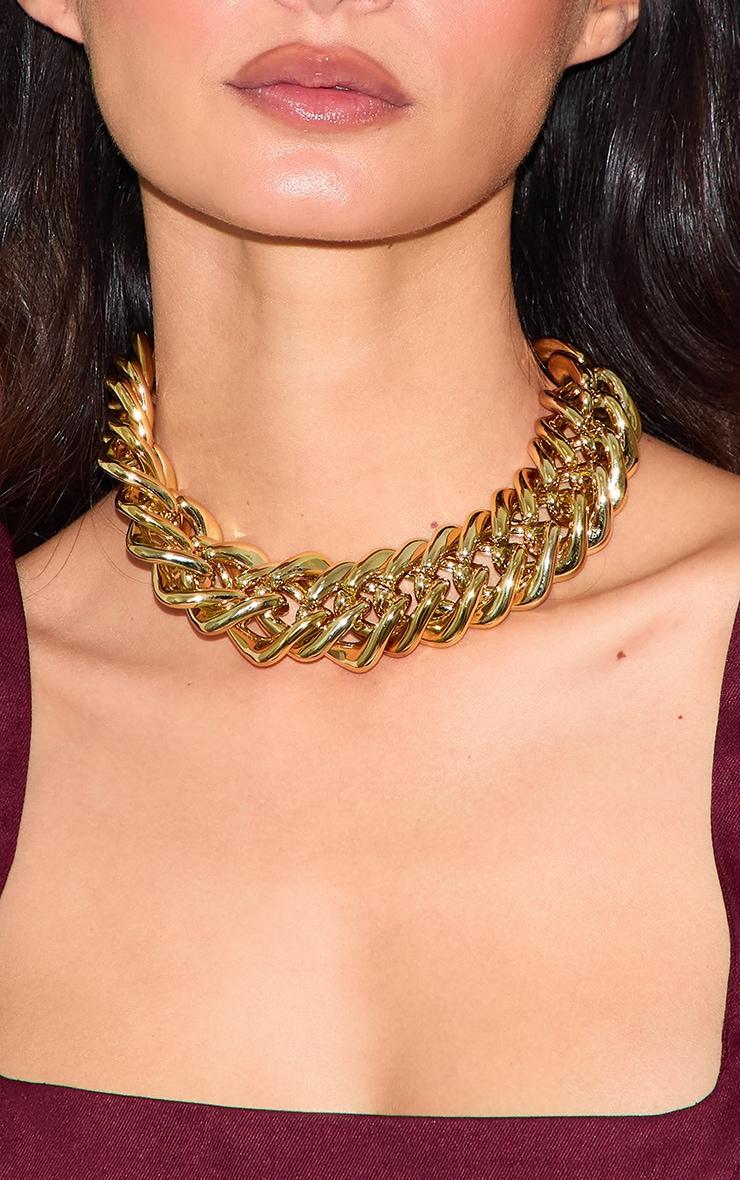 Gold Extra Chunky Chain Detail Necklace Product Image