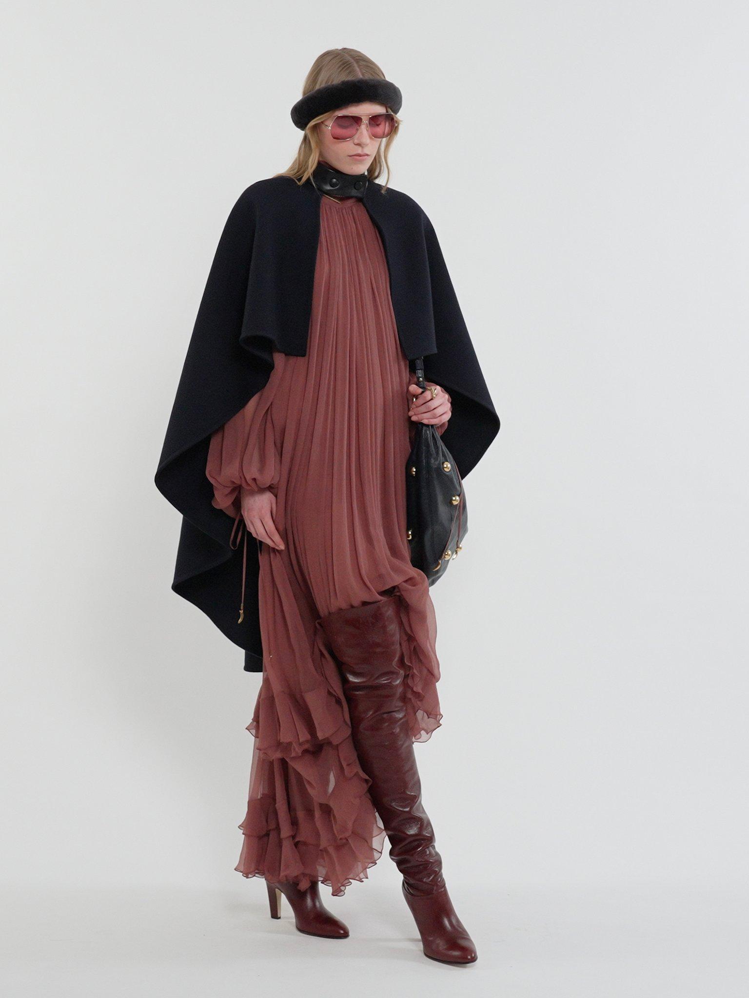 Large Bracelet hobo bag in grained leather with studs Product Image