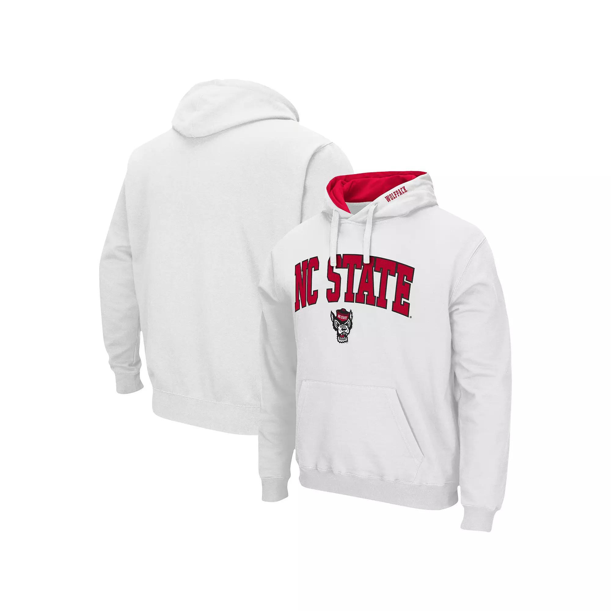 Mens Colosseum White NC State Wolfpack Arch & Logo 3.0 Pullover Hoodie Product Image
