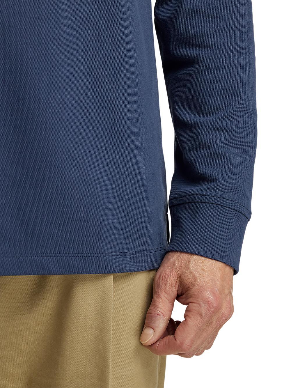 Cotton/Spandex Pique Three Button Polo - Green Product Image