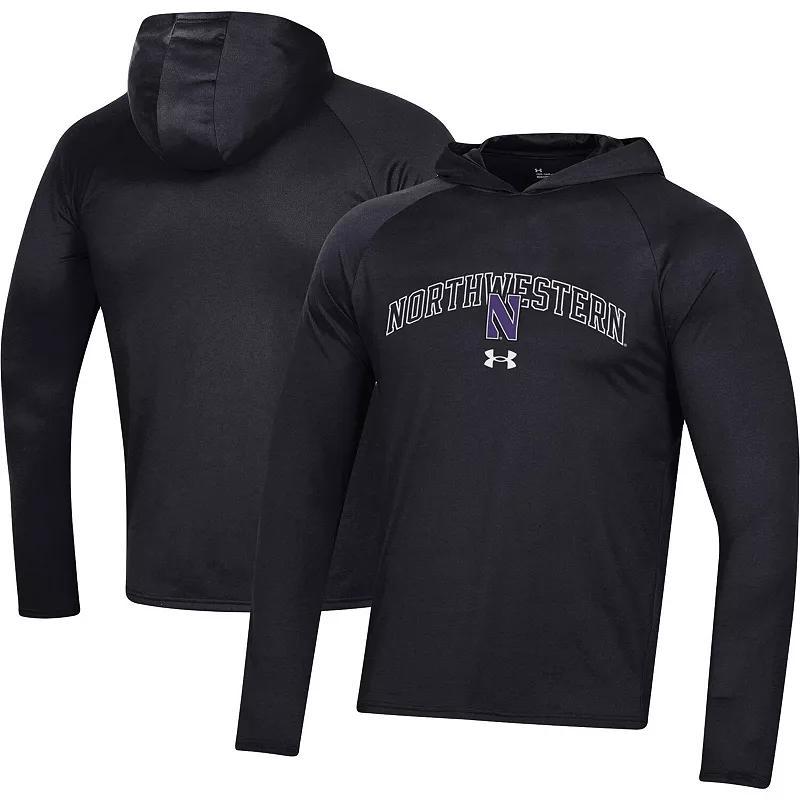 Men's Under Armour Black Northwestern Wildcats 2023 Sideline Tech Hooded Raglan Long Sleeve T-Shirt, Size: 2XL Product Image