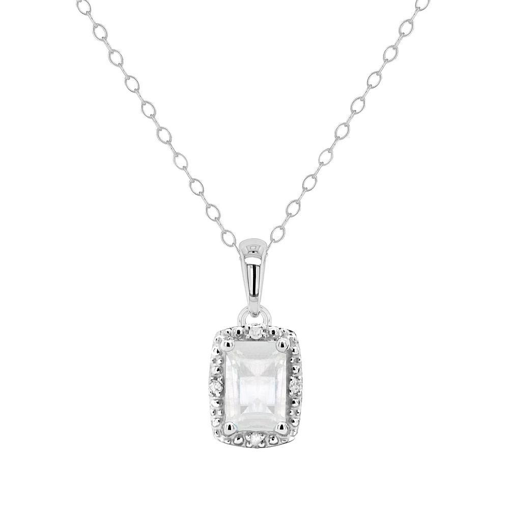 Celebration Gems Sterling Silver Gemstone & Diamond Accent Pendant Necklace, Womens Moonstone Product Image