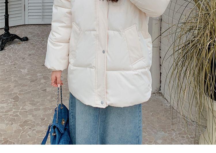 Hooded Button-Up Puffer Jacket Product Image