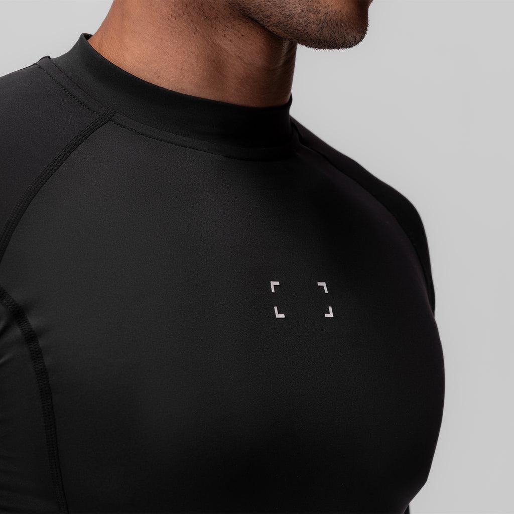 0908. WarpFlexx™ Compression Mock Neck Long Sleeve - Black "Space Bracket" Product Image