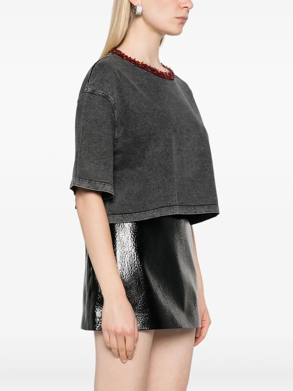 bead-embellished cropped T-shirt Product Image