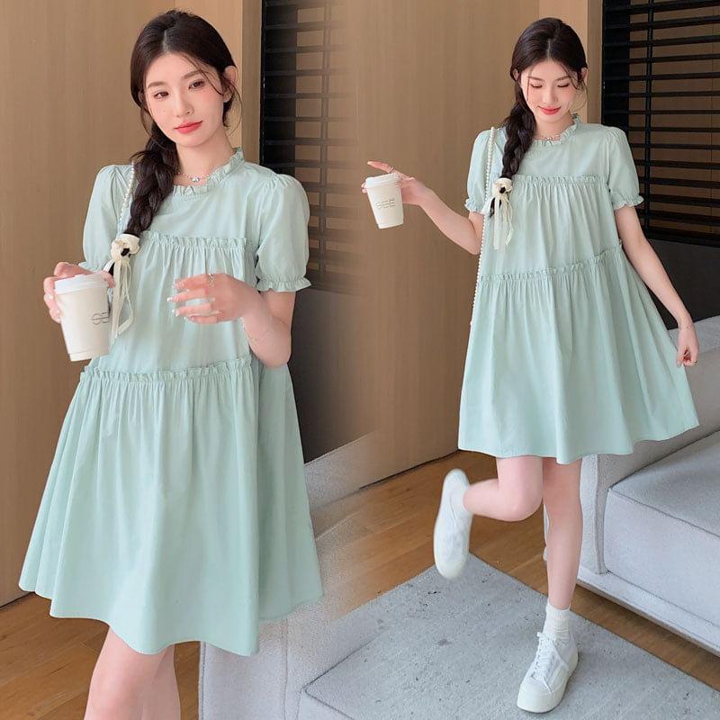 Maternity Short-Sleeve Plain Smock Dress Product Image
