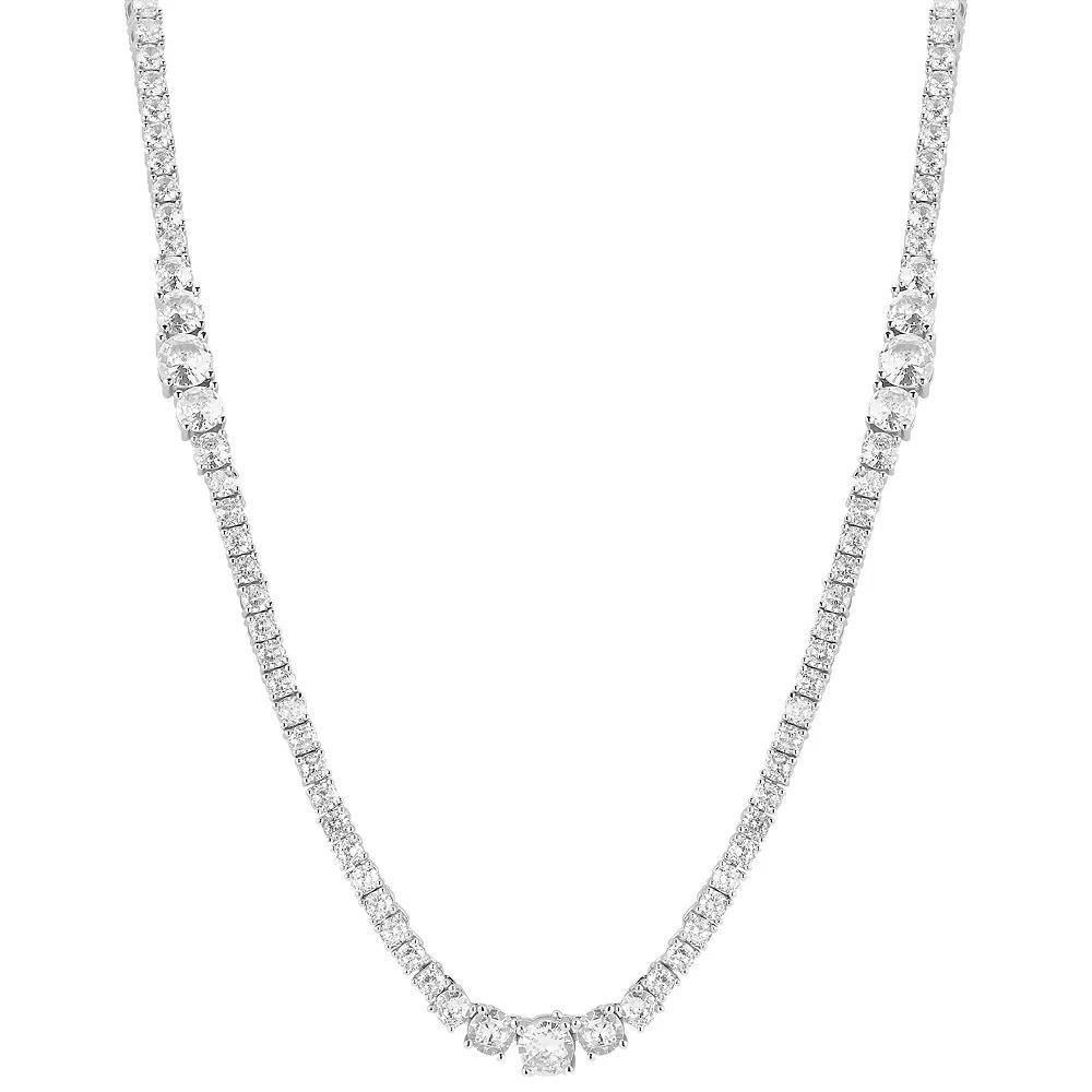 WINX 18k Gold Plated Cubic Zirconia Tri Tennis Necklace, Women's, Size: 18", Silver Tone Product Image
