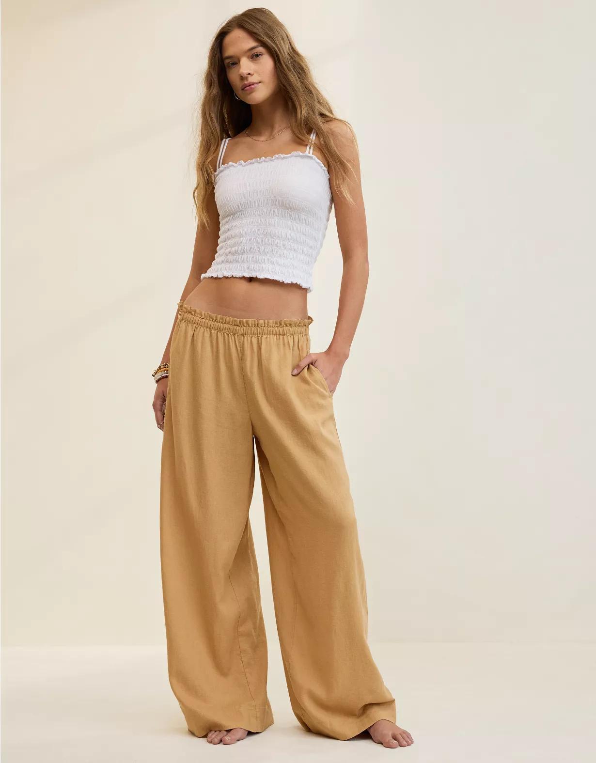 Aerie Linen Blend Trouser Product Image