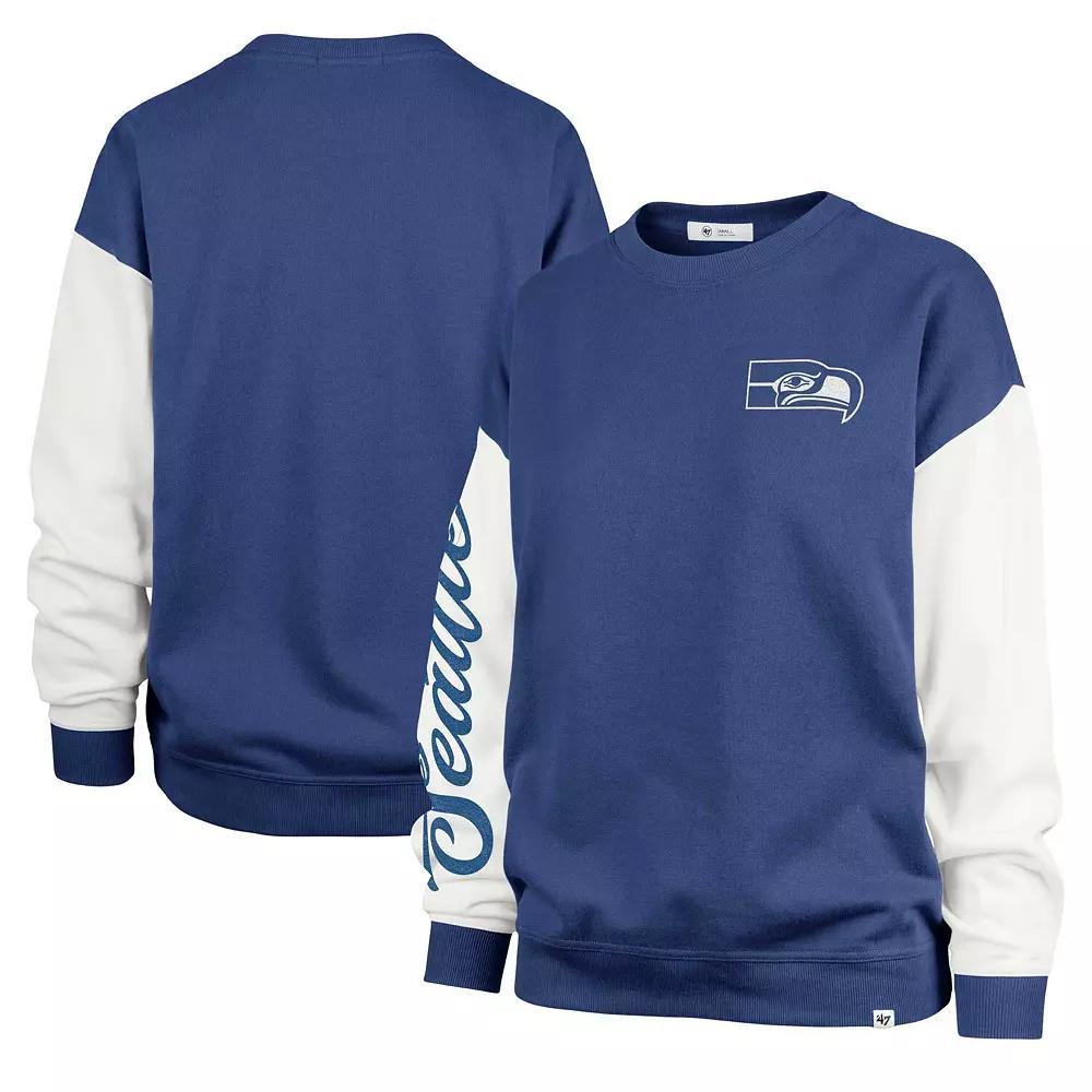 Women's '47  College Navy Seattle Seahawks Double Header Rise Andie Pullover Sweatshirt, Size: Small, Team Product Image