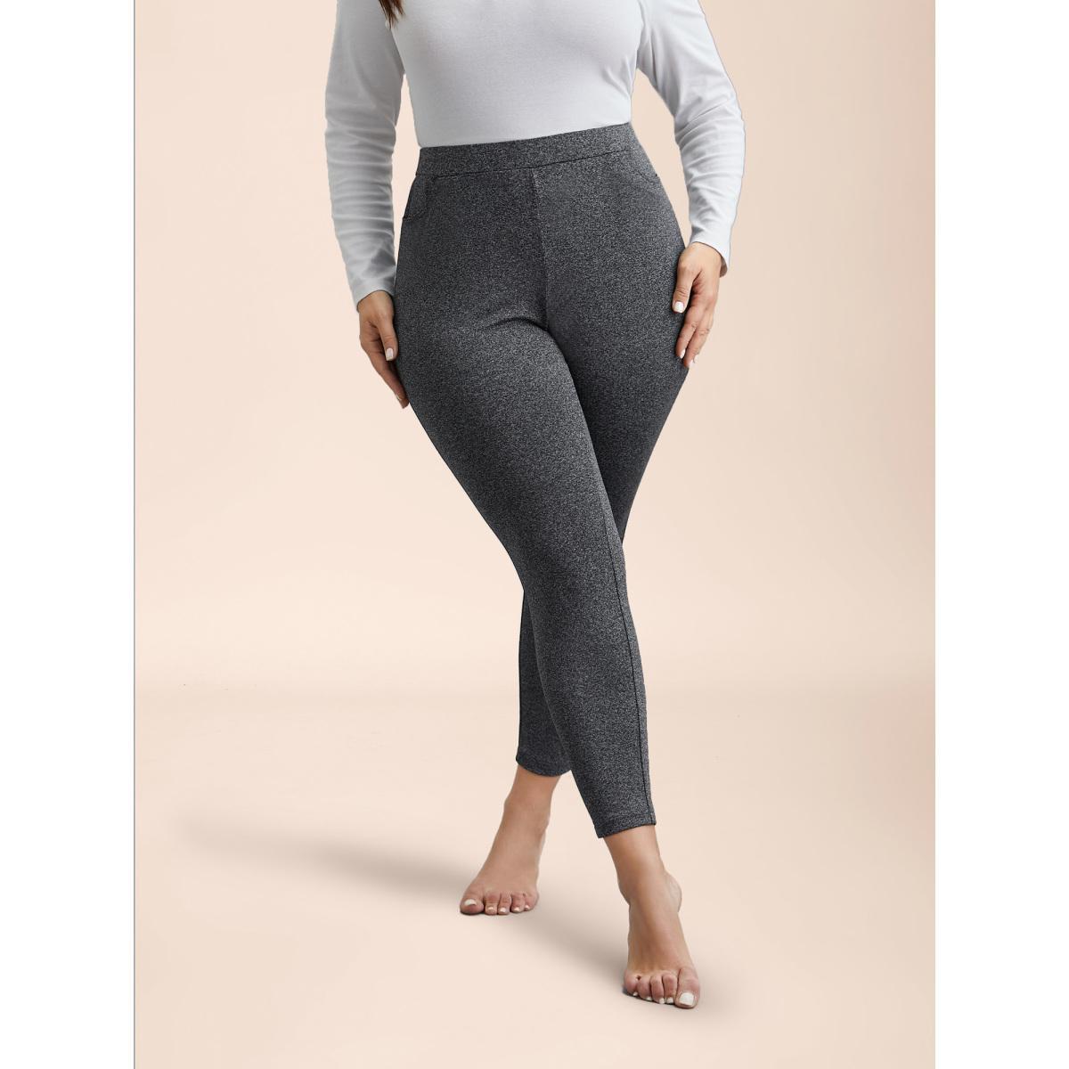Plus Size Heather High Stretchy Skinny Fit Leggings Women DimGray Casual High stretch Skinny Mid Rise Everyday Leggings BloomChic 12/L Product Image
