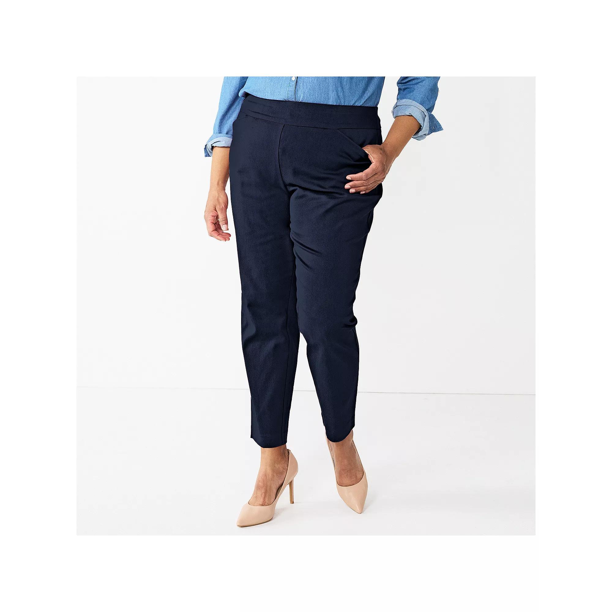 Plus Size Croft & Barrow® Effortless Stretch Pull-On Straight-Leg Pants, Women's, Size: 22 W, Blue Product Image
