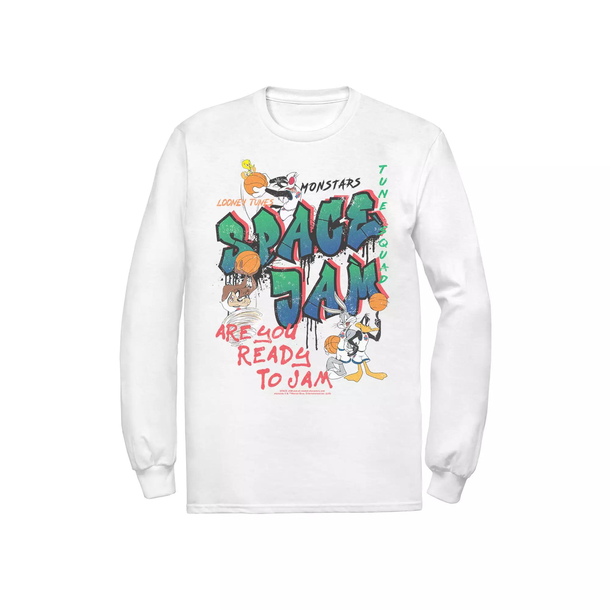 Men's Looney Tunes Space Jam Are You Ready To Jam Graffiti Tee, Size: Medium, White Product Image