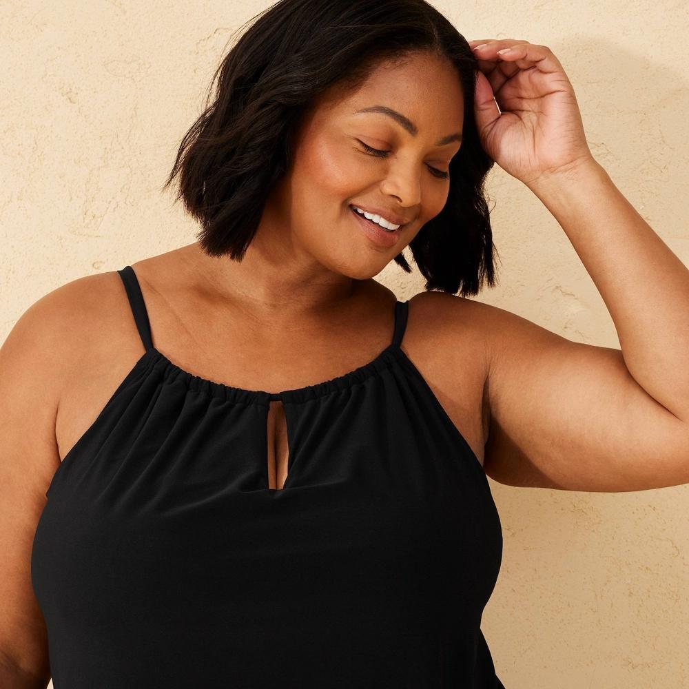 Womens Full Coverage Swim Romper - Shade & Shore Black 24 Product Image