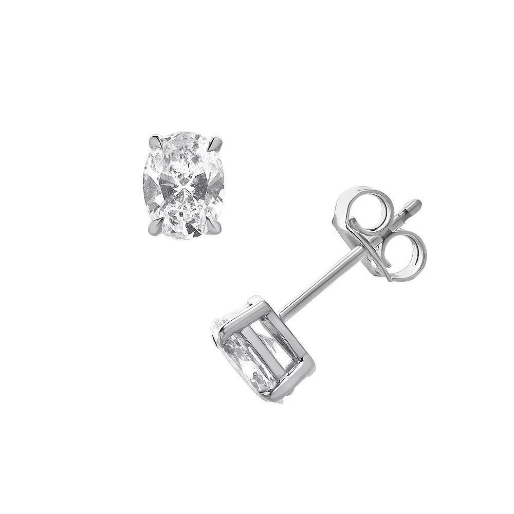 Diamond Brilliance 14k White Gold 1 Carat T.W. Lab-Grown Diamond Oval Stud Earrings, Women's, 14k Gold Product Image