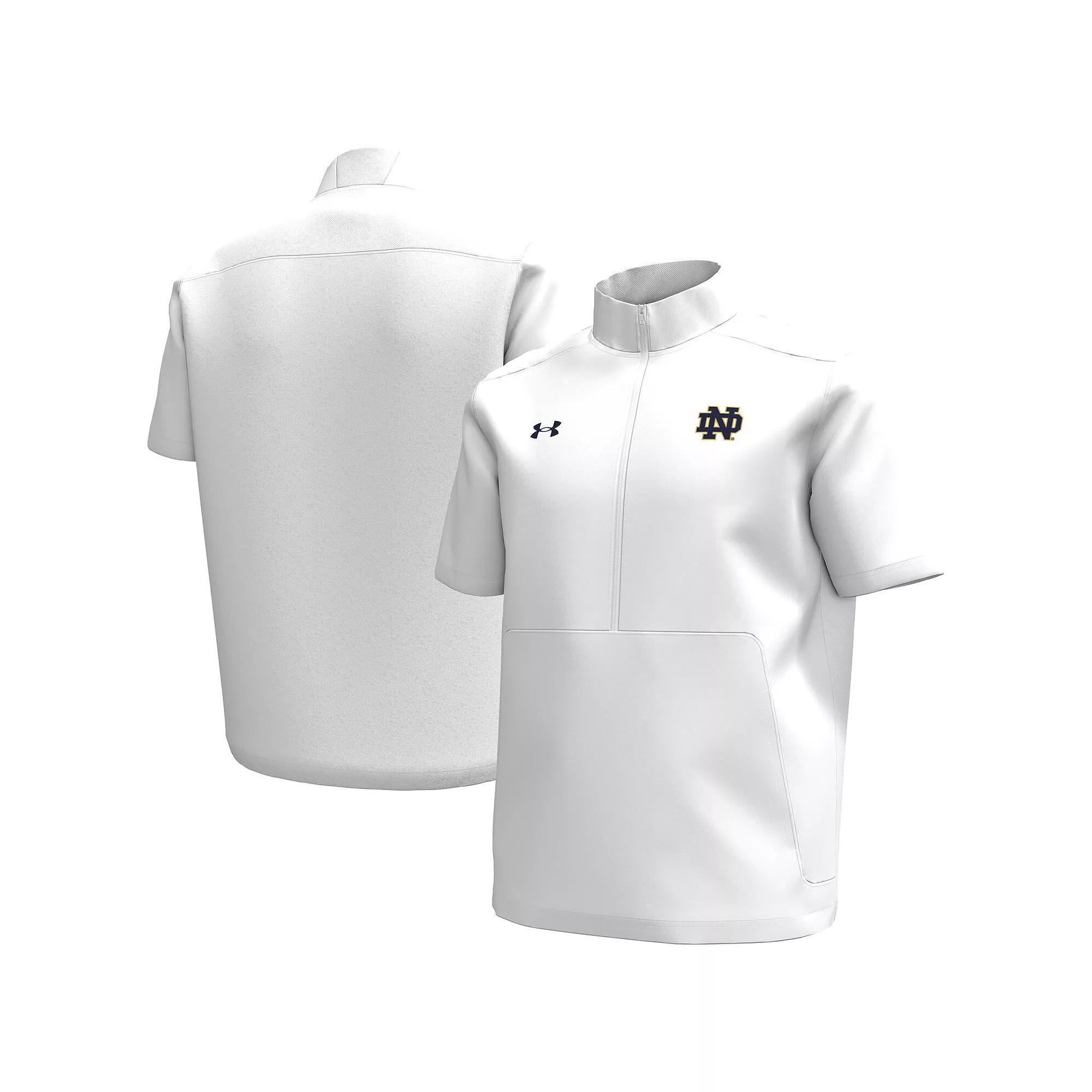 Men's Under Armour White Notre Dame Fighting Irish Motivate Quarter-Zip Short Sleeve Top, Size: Large Product Image