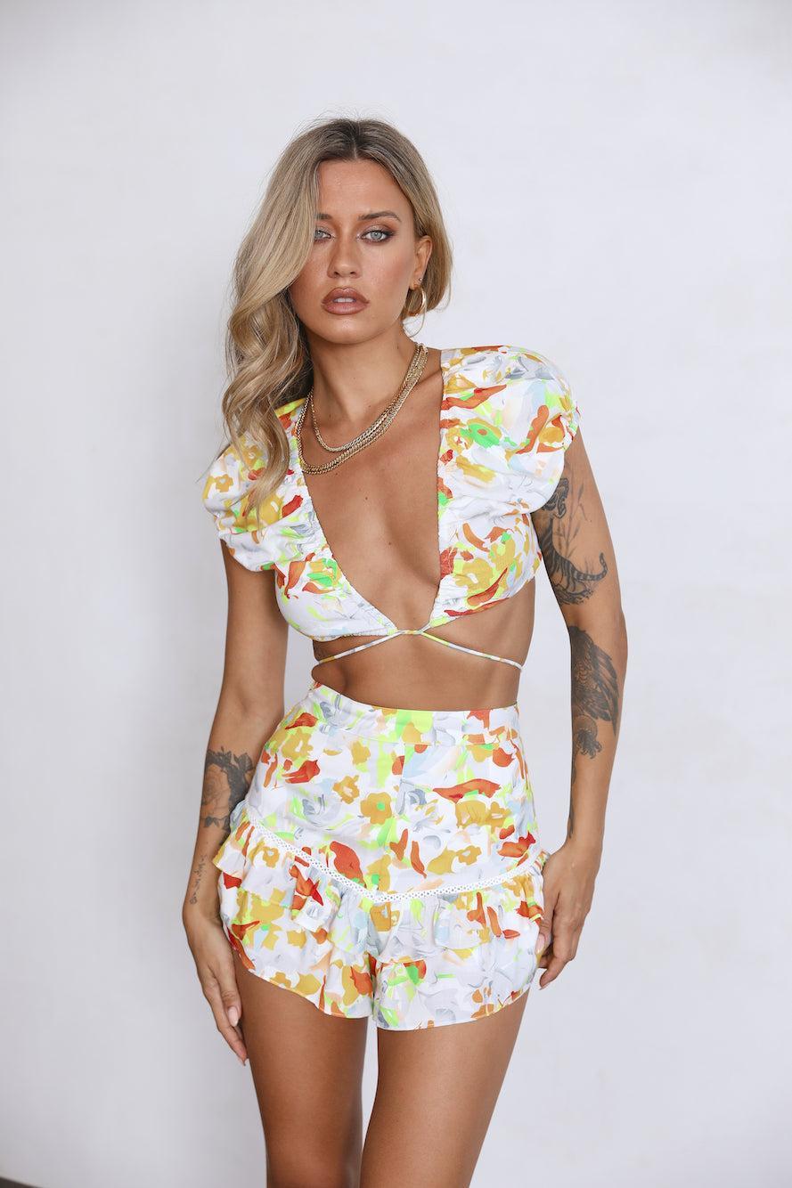 HELLO MOLLY Clouded Shorts Yellow Product Image