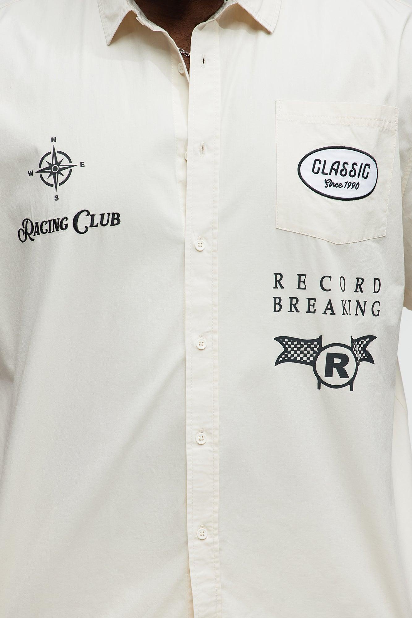Racing Club Short Sleeve Button Up Shirt  - Cream Product Image