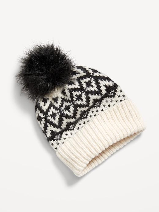 Fair Isle Pom-Pom Beanie for Women Product Image
