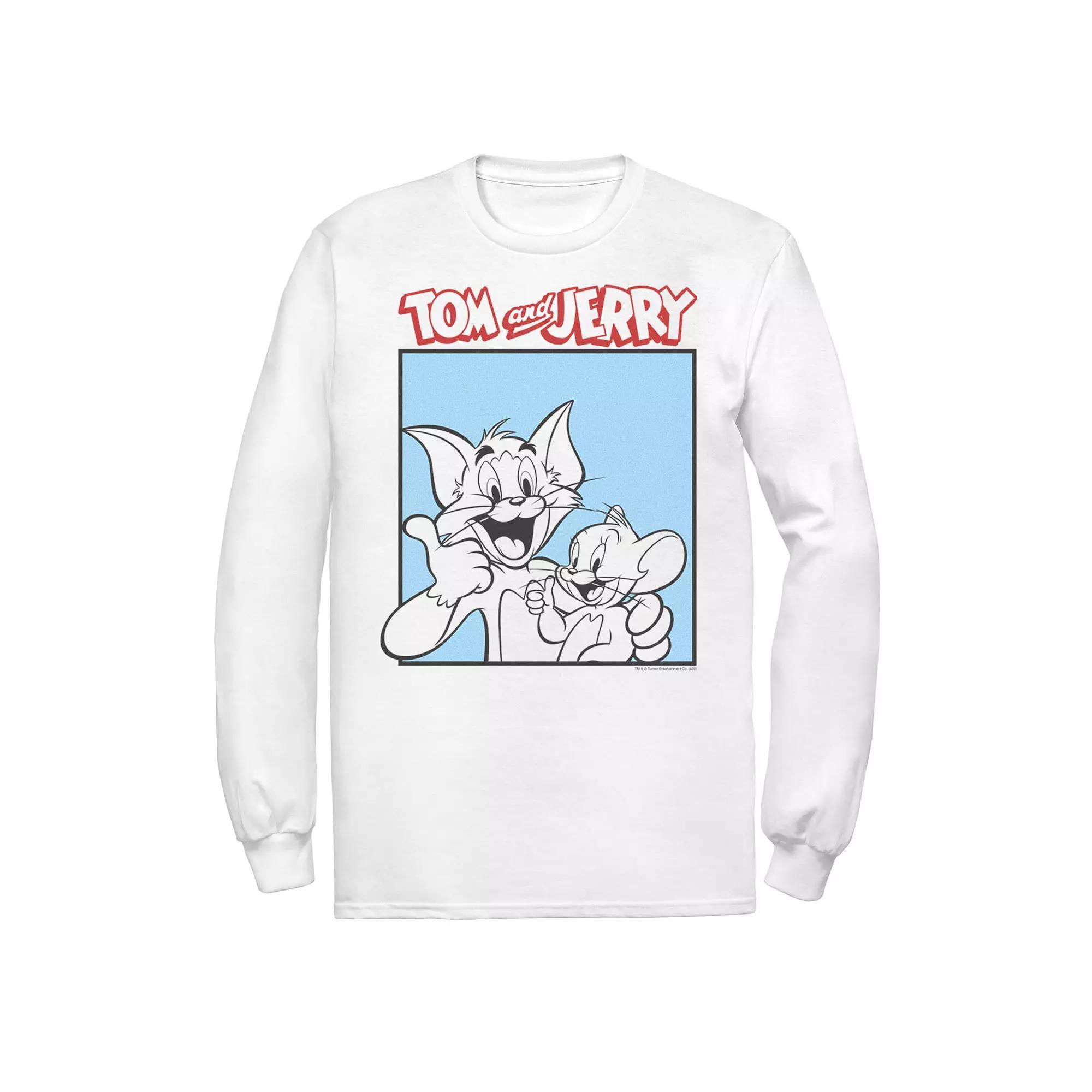 Men's Tom And Jerry Thumbs Up Poster Tee, Size: Large, White Product Image