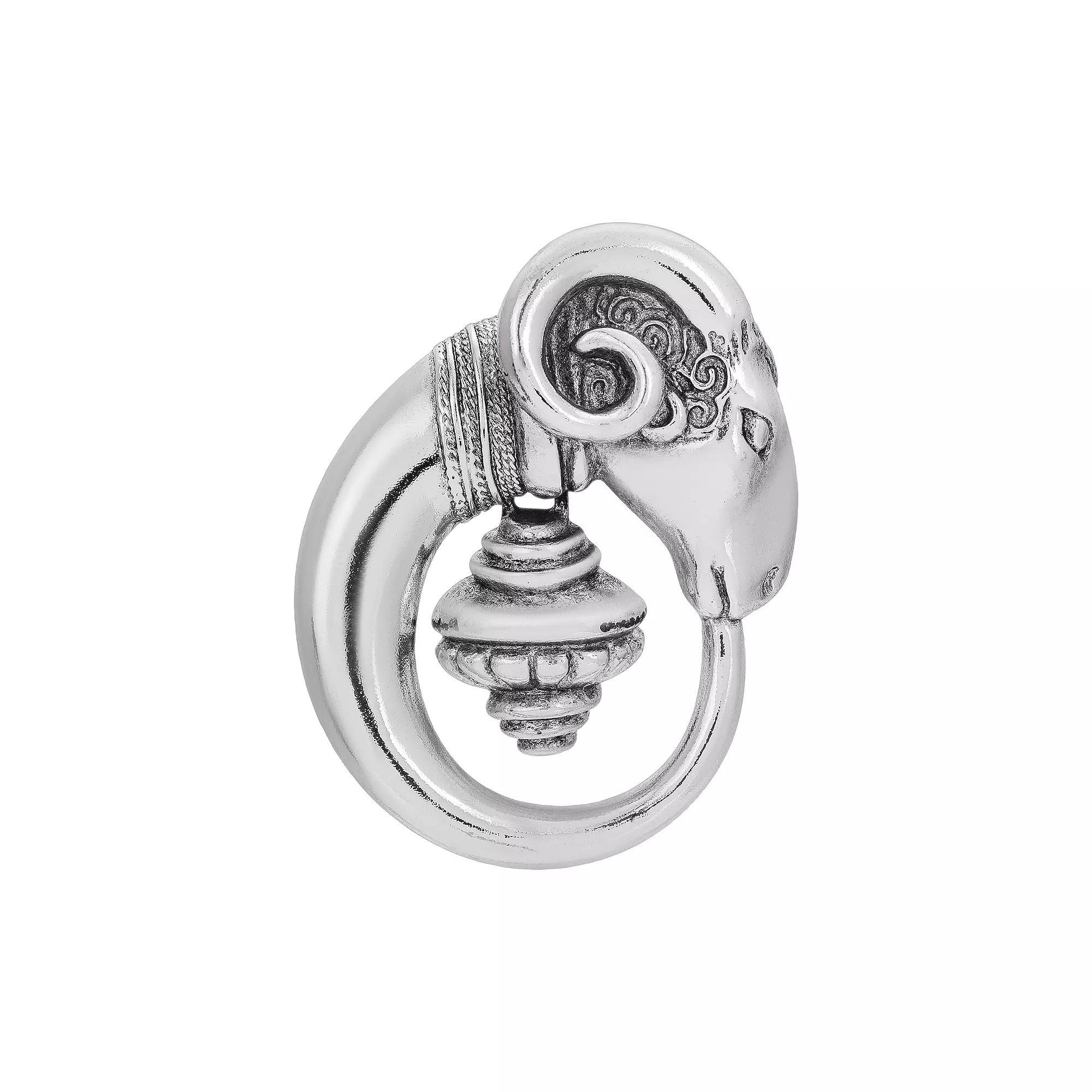 1928 Silver Tone Ram Head Pin, Womens, Gray Product Image