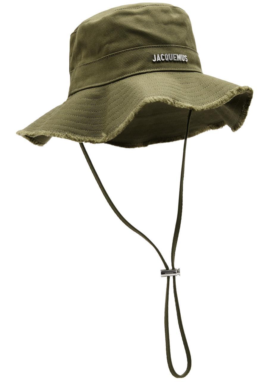 JACQUEMUS Mens Khaki Le Bob Artichaut Logo-plaque Cotton Bucket Hat Product Image