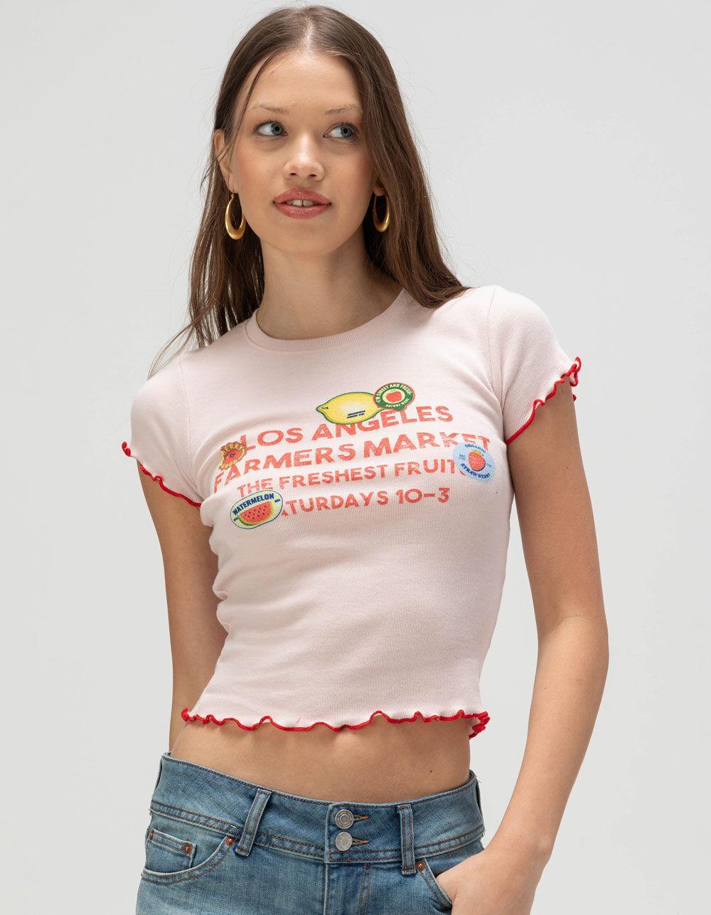 RSQ Womens Farmers Market Baby Tee - PINK Product Image