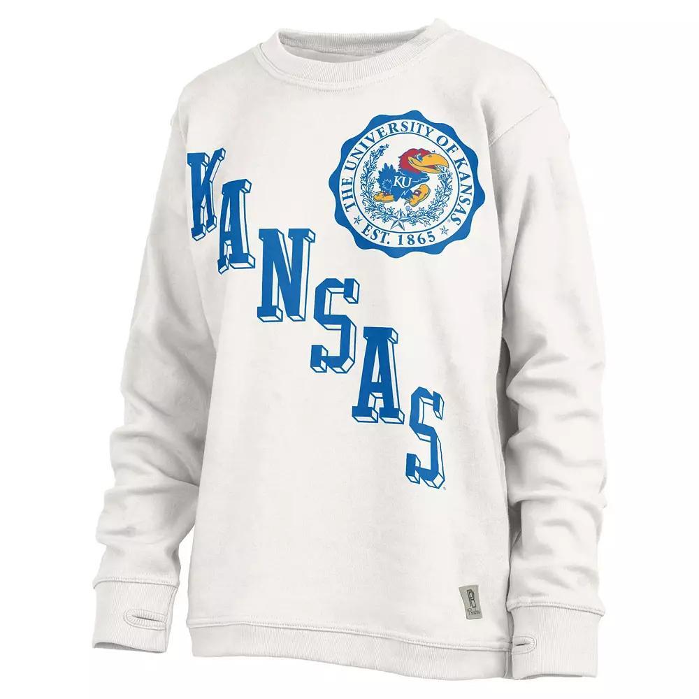 Women's Pressbox White Kansas Jayhawks Shoreline Sundown Pullover Sweatshirt, Size: Small Product Image