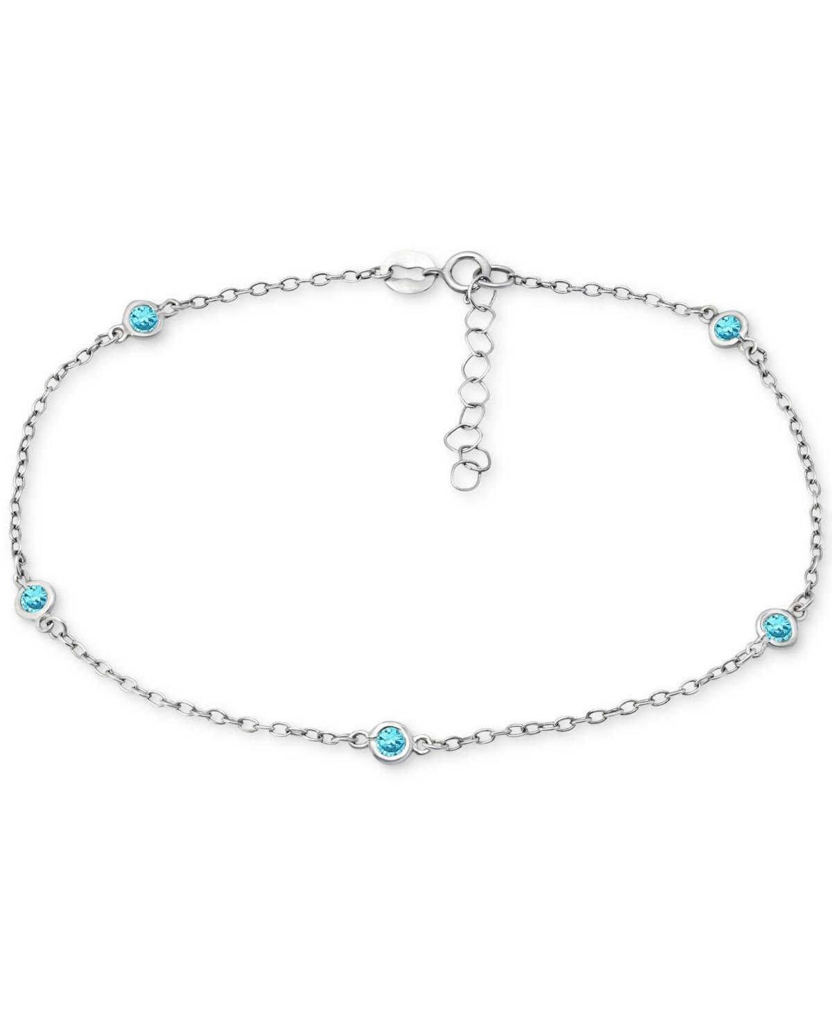 Aleure Precioso 18k Gold Over Sterling Silver Multi Color Cubic Zirconia Station Anklet, Women's, Size: 9", Clear Product Image