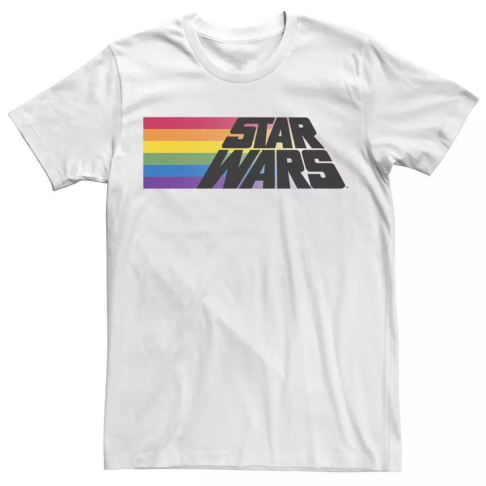 Men's Star Wars Rainbow Stripe Logo Tee, Size: Small, White Product Image