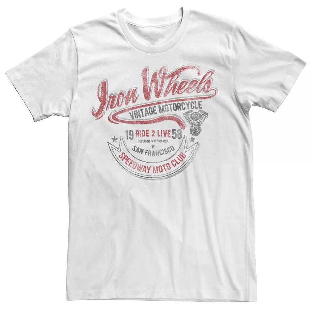 Big & Tall Iron Wheels Speedway Moto Club Vintage Tee, Men's, Size: 4XL, White Product Image