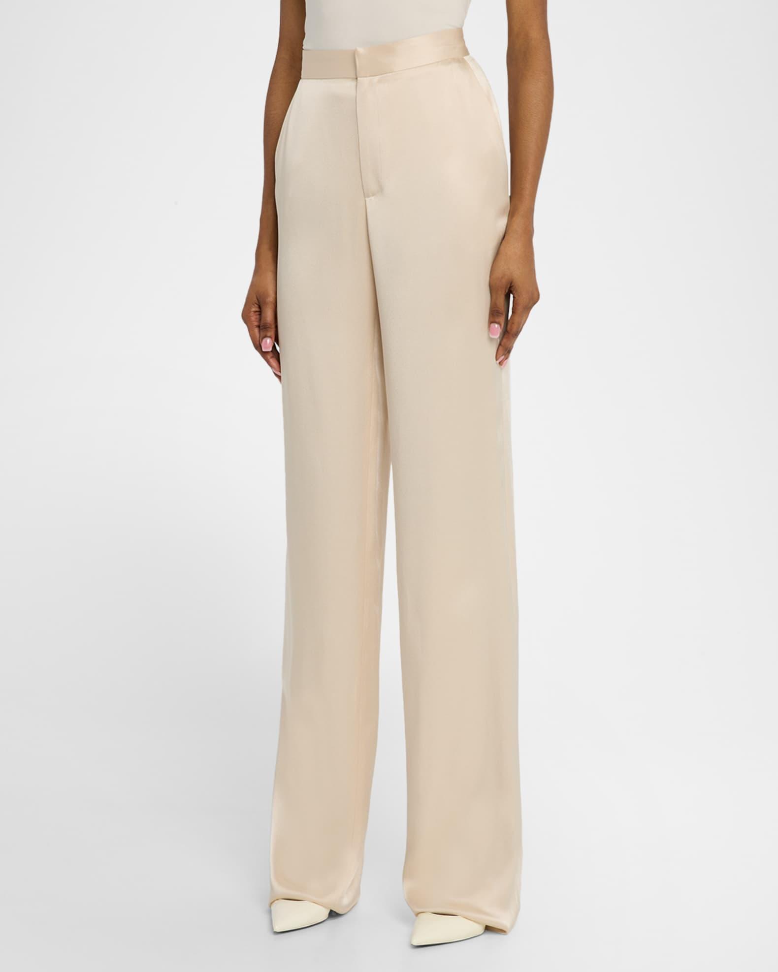 High-Rise Doublefsce Satin Wide-Leg Trousers Product Image