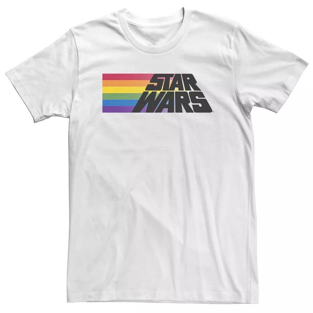 Men's Star Wars Rainbow Stripe Logo Tee, Size: 5XL, White Product Image