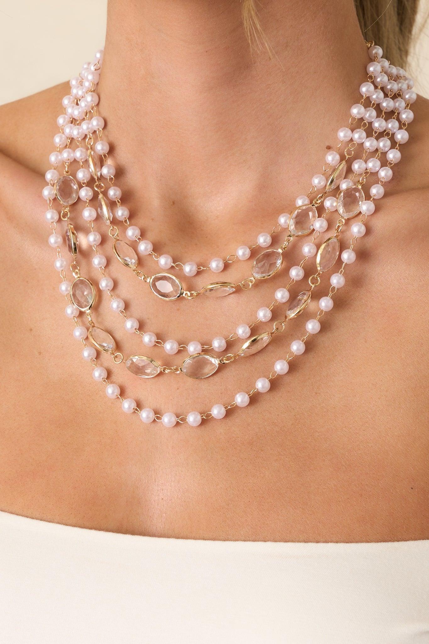 Only The Beginning Gold Ivory Pearl Layered Necklace Product Image