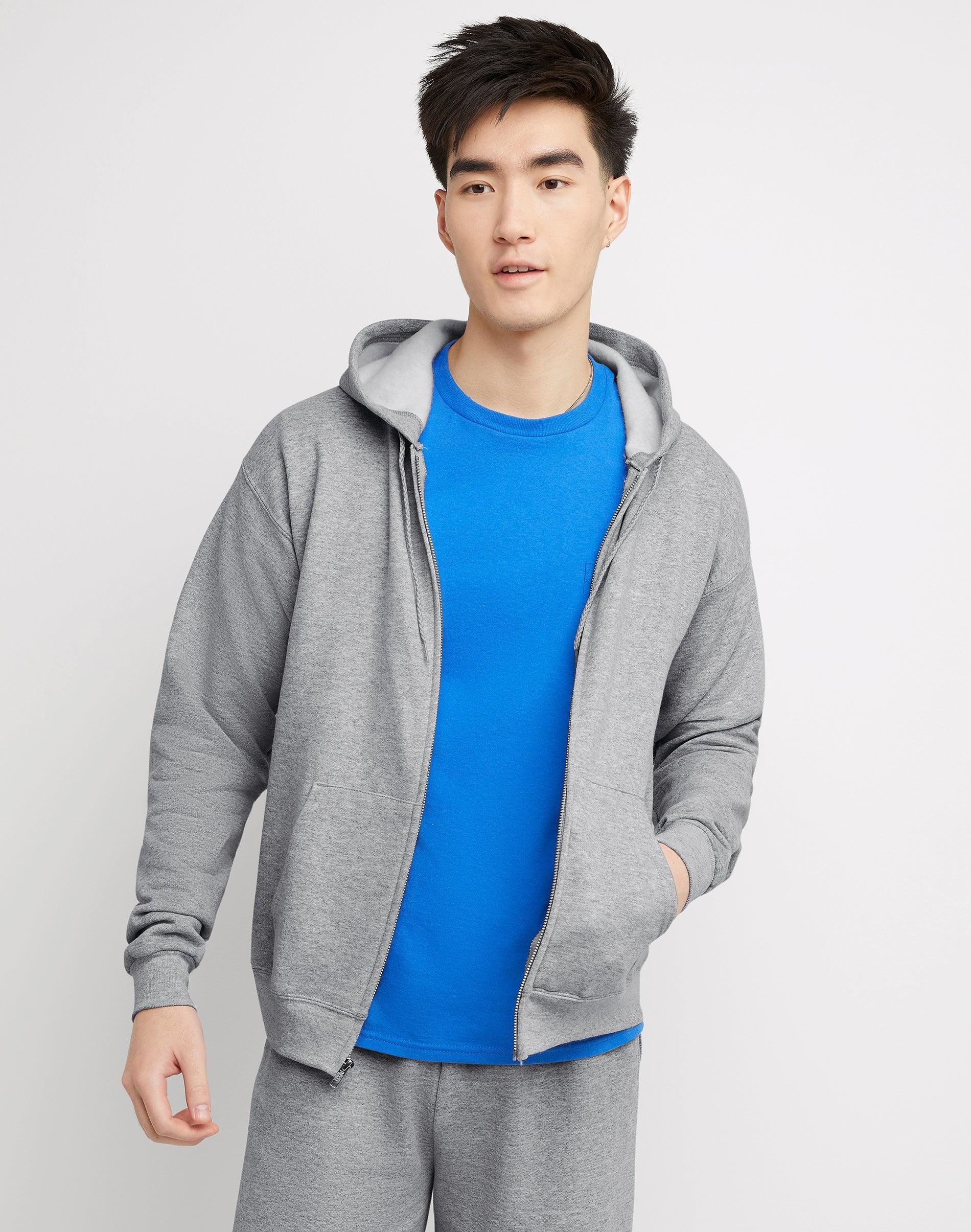 Men's Hanes® EcoSmart Fleece Full-Zip Hooded Jacket, Size: Large, Deep Royal1 Product Image