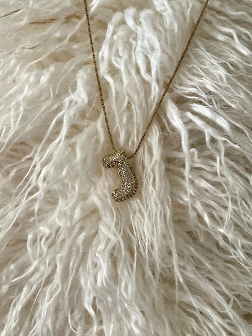 Rhinestone Bubble Letter Necklace Product Image