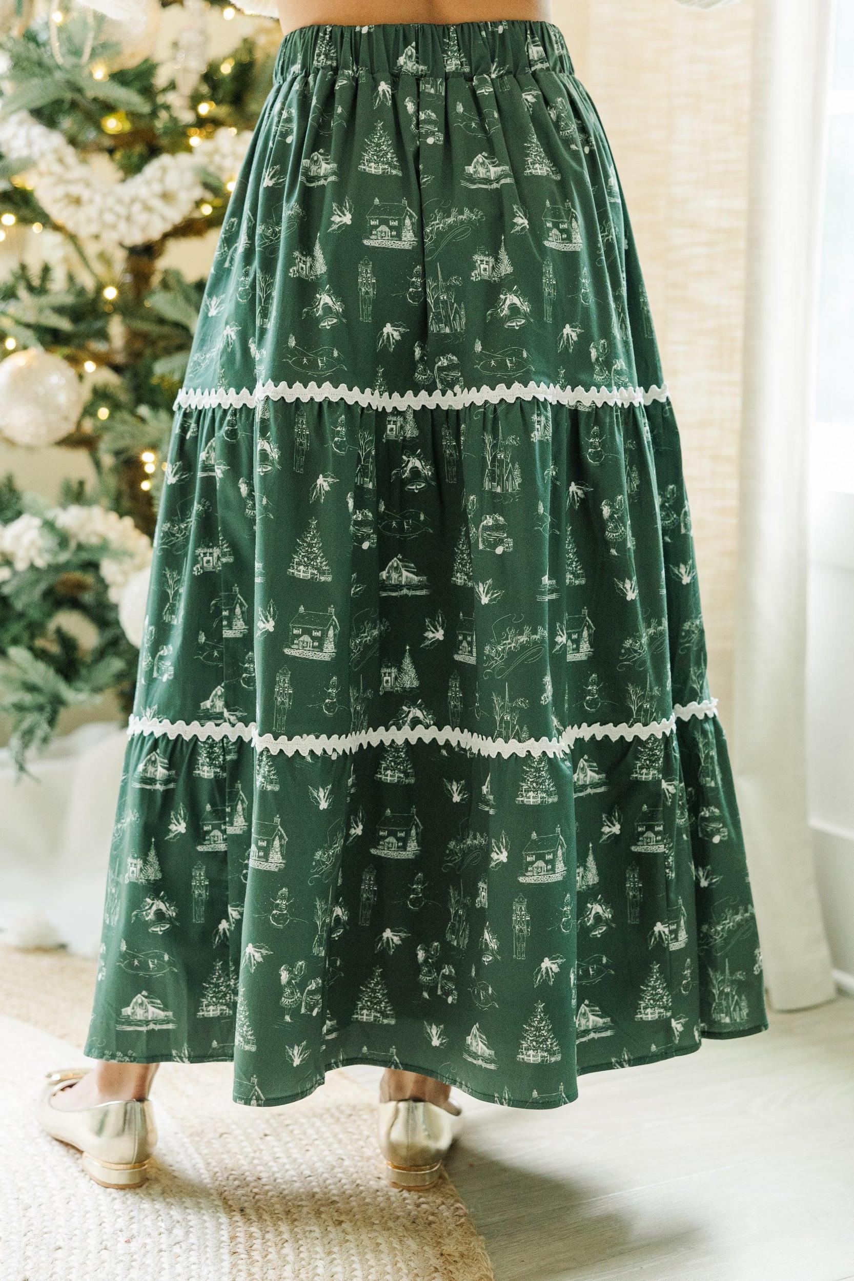 Show Me The Way Emerald Toile Midi Skirt Female Product Image