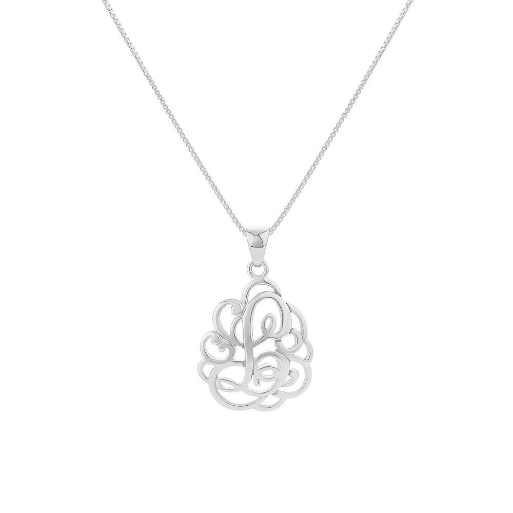 PRIMROSE Sterling Silver Monogram Initial Pendant Necklace, Women's, Size: 18", Silver Tone L Product Image