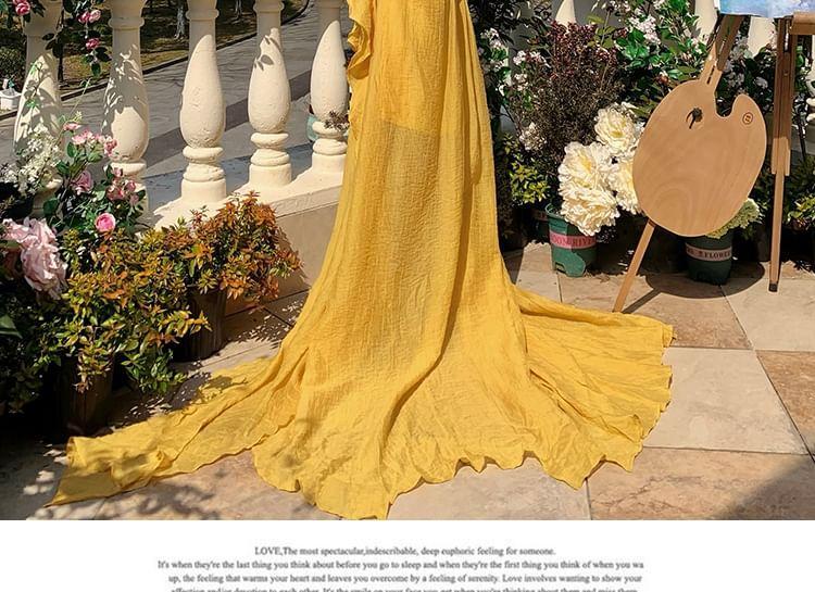 Halter Plain Open Back Asymmetrical Slit Maxi A-Line Sundress (Various Designs) Product Image