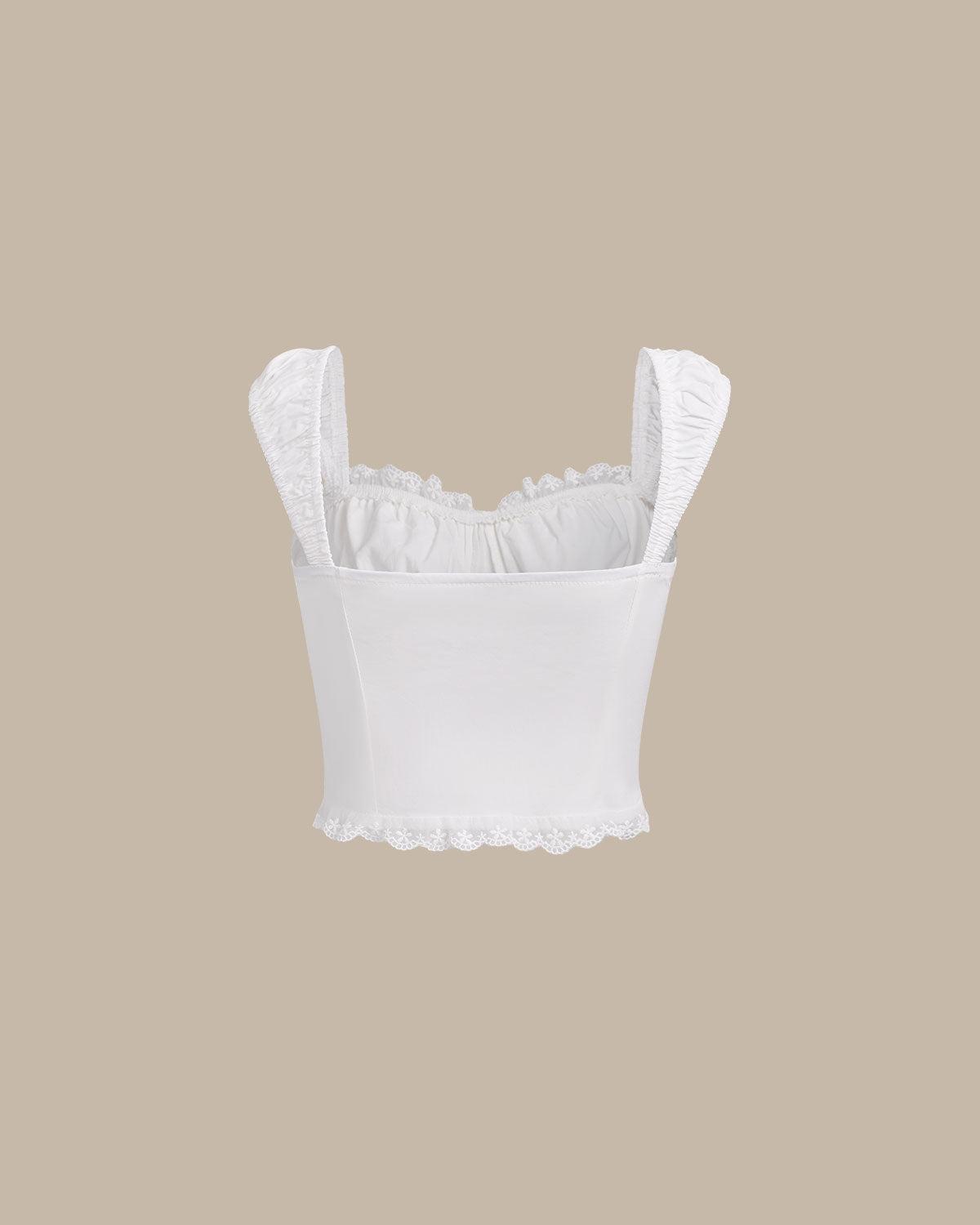 White Lace Cropped Tank Top Product Image