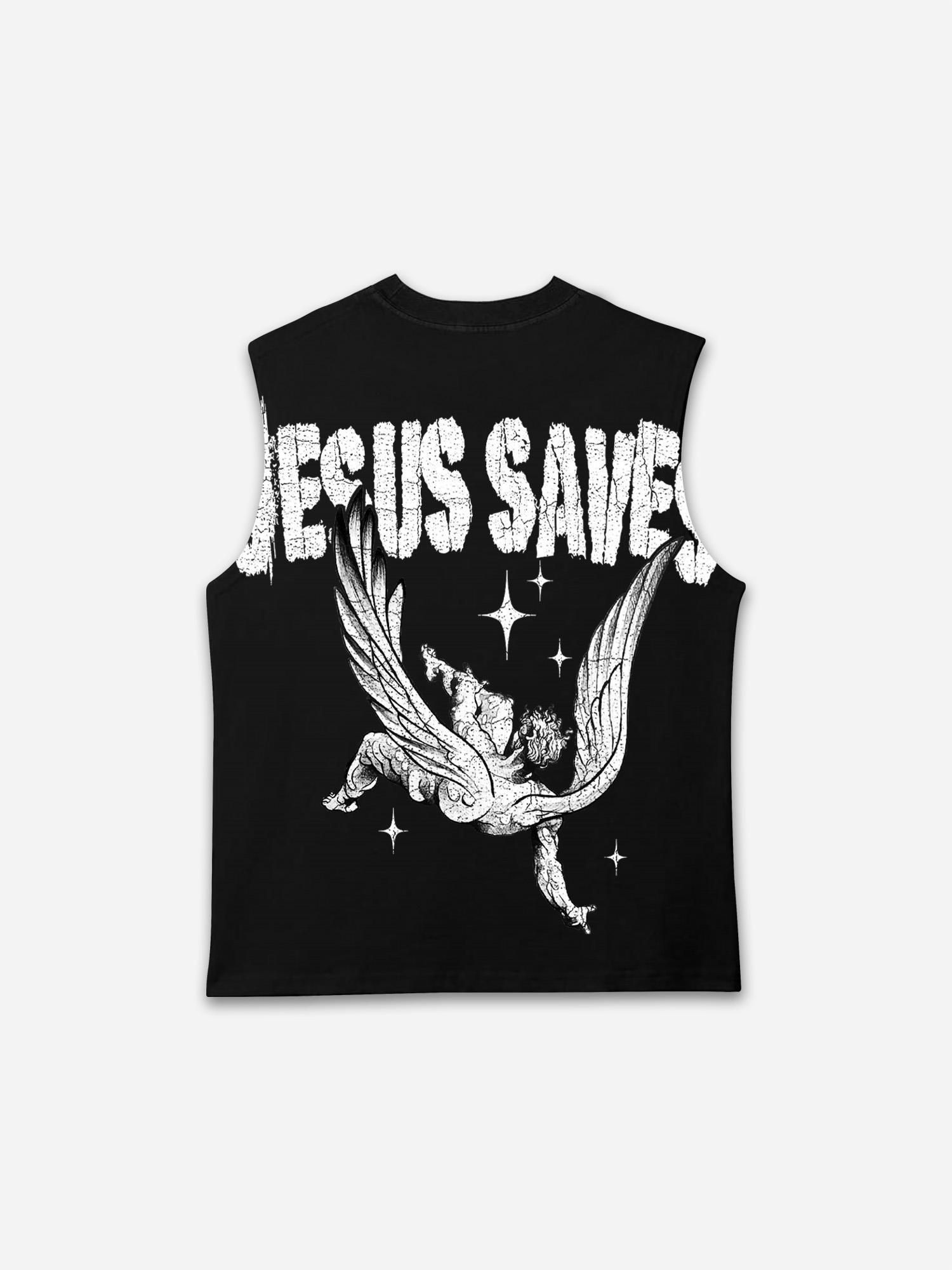 Jesus Saves Angels Print Tank Top Product Image