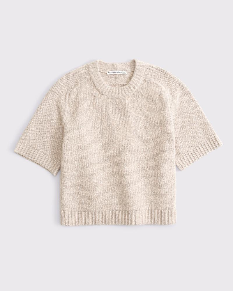 The A&F Madeline Textural Crew Sweater Tee Product Image