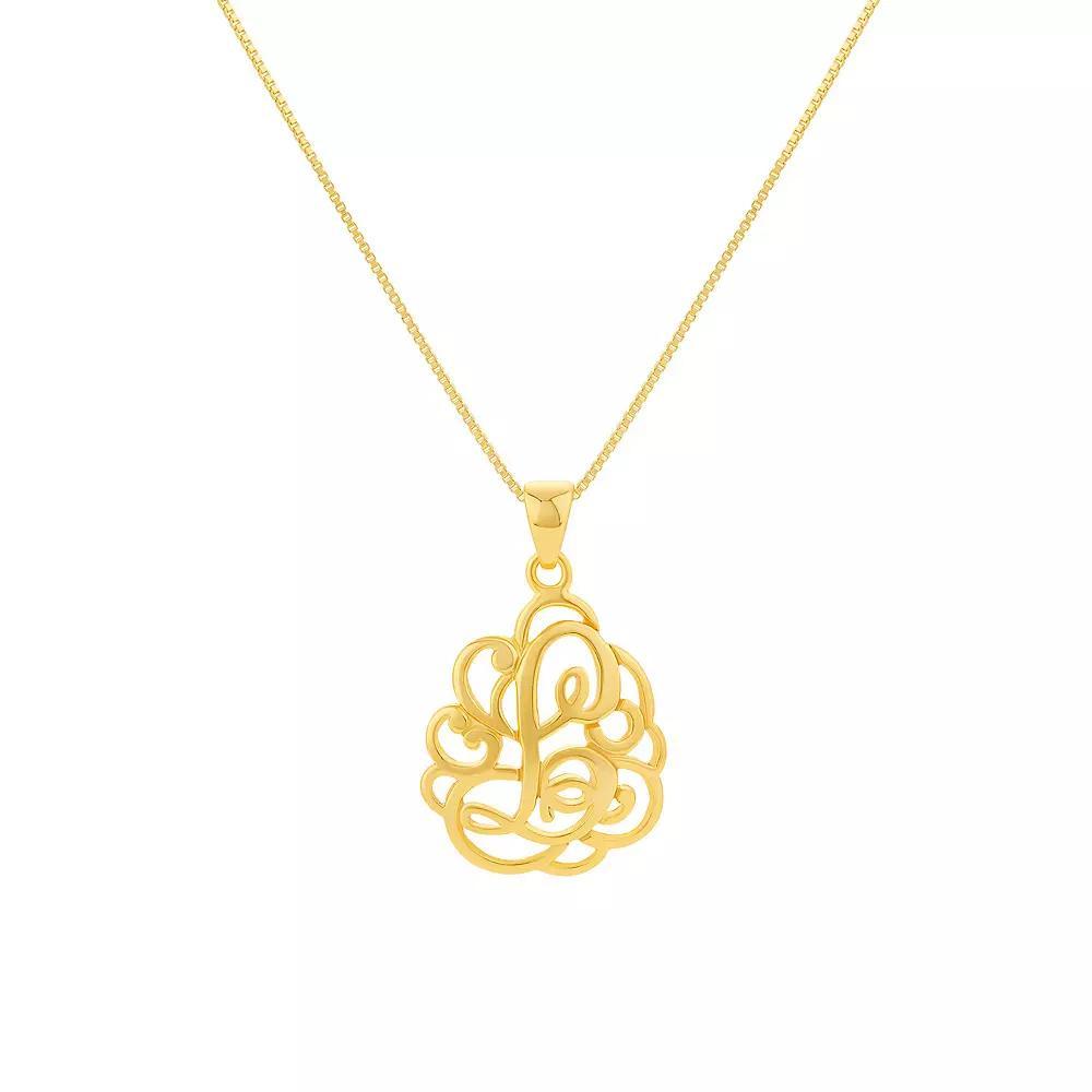 PRIMROSE Sterling Silver Monogram Initial Pendant Necklace, Women's, Size: 18", Gold Tone T Product Image